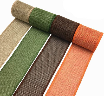 Burlap Ribbon Rolls, Wrapping Burlap Ribbon Natural Orange Brown Olive Green Jut