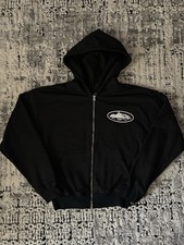 Black Corteiz island puff print zip up hoodie Size S