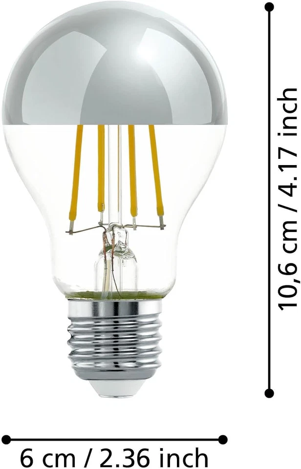 E27 LED, Lampadina a Specchio Color Argento, Antiabbagliante, 7,5 Watt (Equivale - Immagine 2 di 4