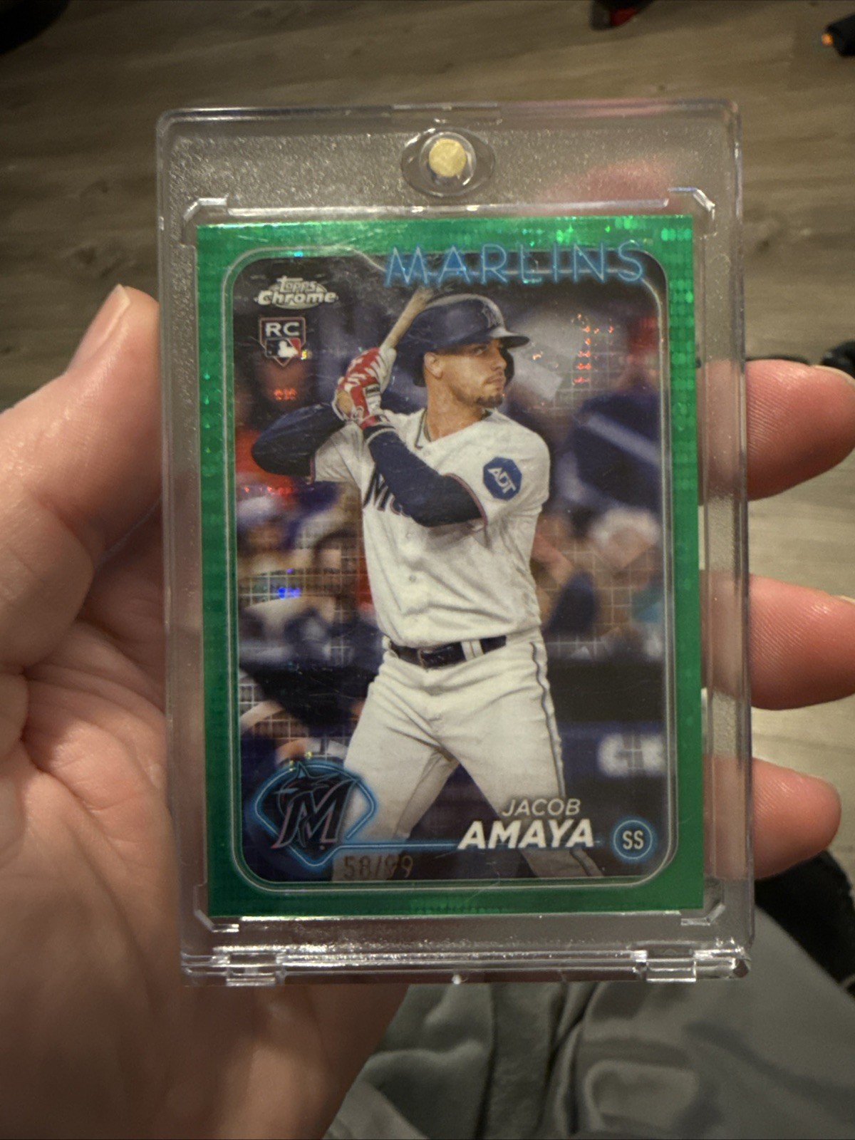2024 Topps Chrome Jacob Amaya - Rookie Green Sonar Refractor 58/99 #92 Marlins
