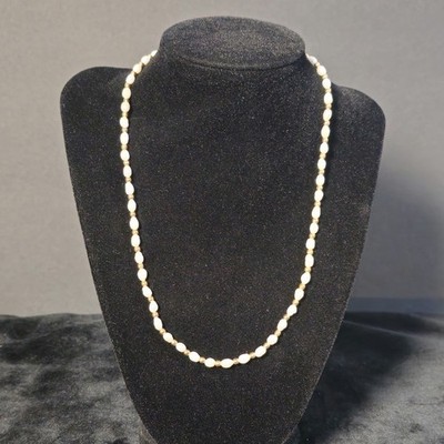 Seed Pearl Necklace Gold Tone Spacer Beads Ornate Clasp 18 Inch