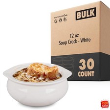 12-oz Ceramic Soup Bowl Crocks- White 30 Pack 