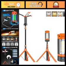 12000mAh Portable Camping Light with Stand, Rechargeable Work Light for Outdoors