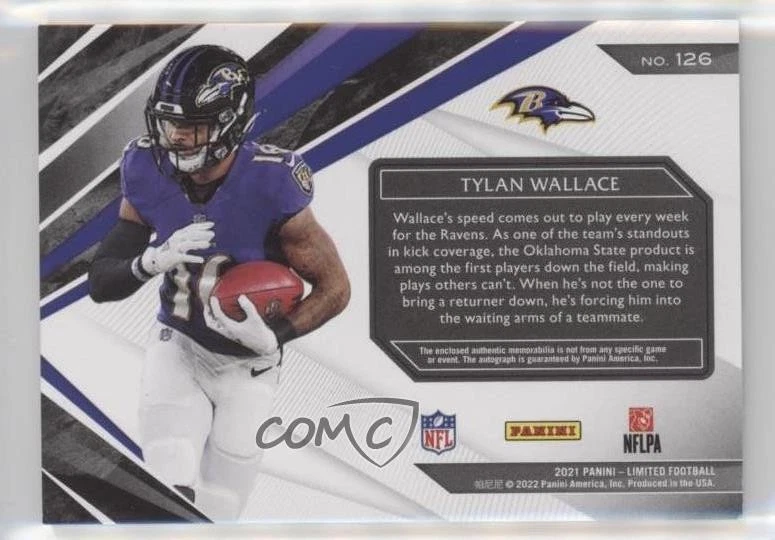 2021 Panini Limited Spotlight Gold /75 Tylan Wallace RPA Rookie Patch Auto RC - Image 2 of 2