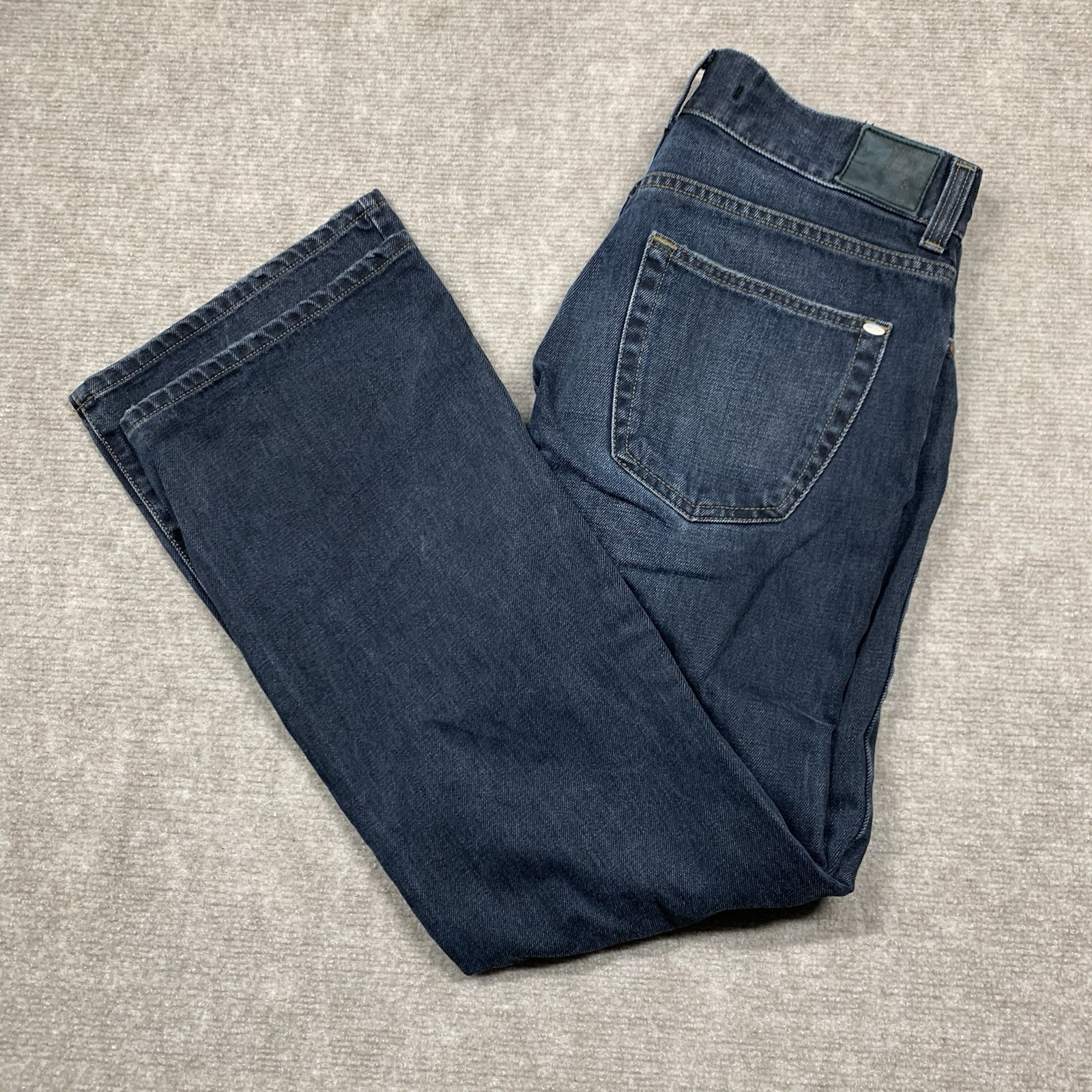 Mens 32x29 Extended Tab Blue Dark Wash Denim Bootcut Pants