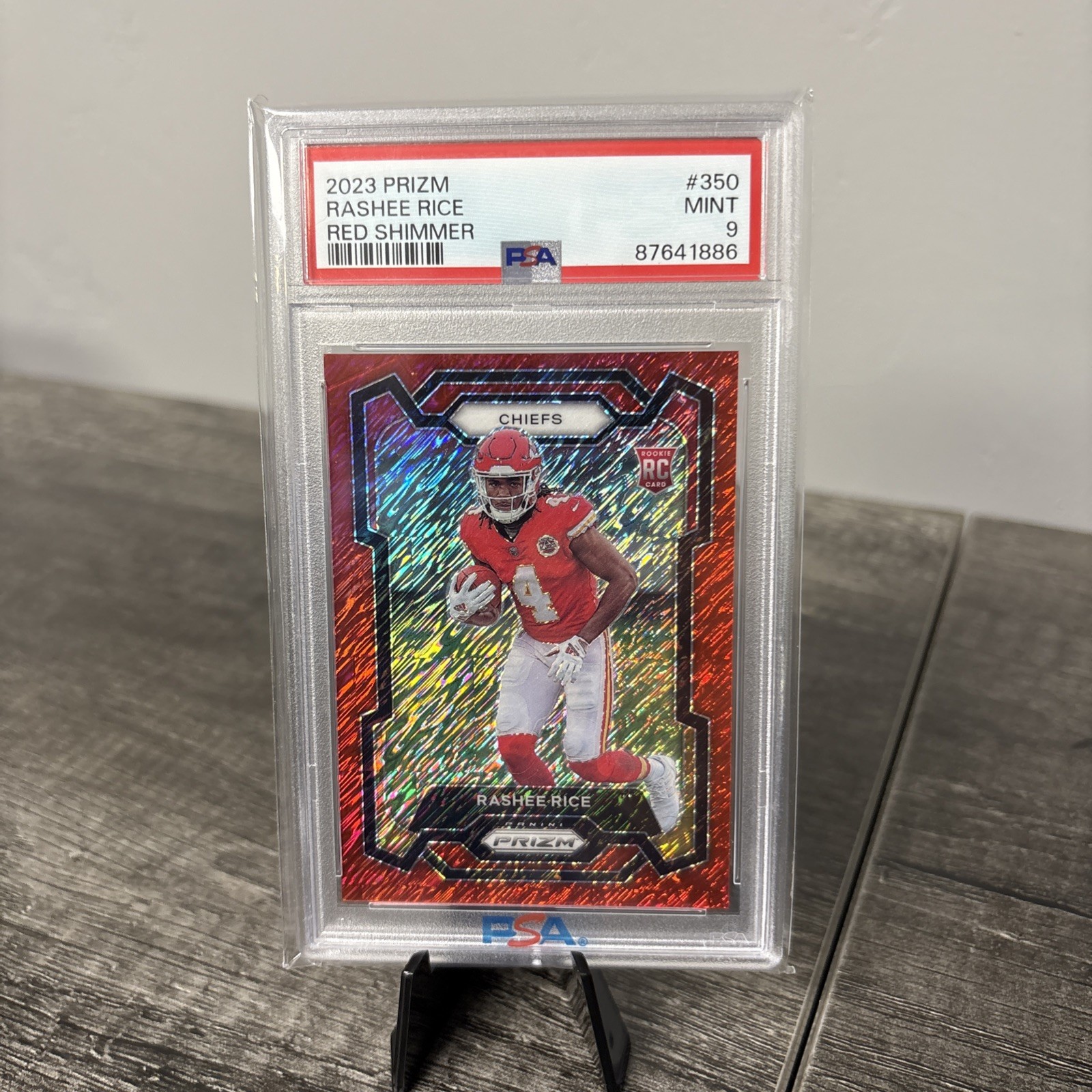 2023 Panini Prizm Rashee Rice #350 Red Shimmer Prizm /35 (RC) Psa 9 Color Match