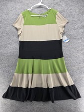 Danny & Nicole Dress Womens XL Multicolor Colorblock Fit & Flare Knee Length