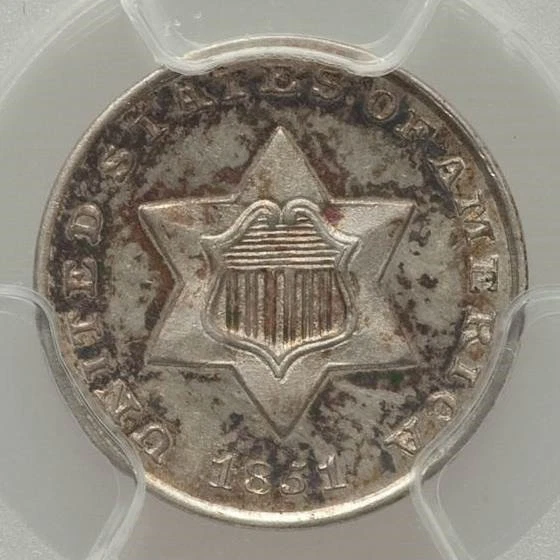 Beautiful 1851 Three-Cent Uncirculated Silver Coin PCGS Graded MS65 - Image 2 of 4