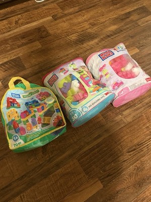 Mega Bloks Big Building Bags 211 Pieces Total, 3 Bags Mostly Complete