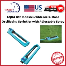 AQUA JOE Indestructible Metal Base Oscillating Sprinkler with Adjustable Spray