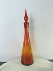 Blenko Glass Tangerine 920S Crackle Decanter With Stopper