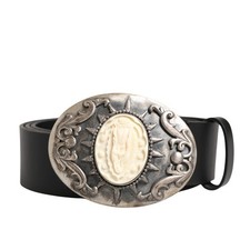 DOLCE & GABBANA Belt Black Calf Leather Ornate Metal Buckle 100cm / 40in 2930usd