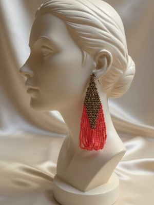 Handgefertigte Dreieckige Ohrringe Ethno Boho Chic Lang Elegant Messing 