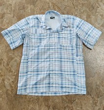 Habit Coastal Villa Men's Size M Fishing Shirt Baitfish Plaid Peach UPF 50 