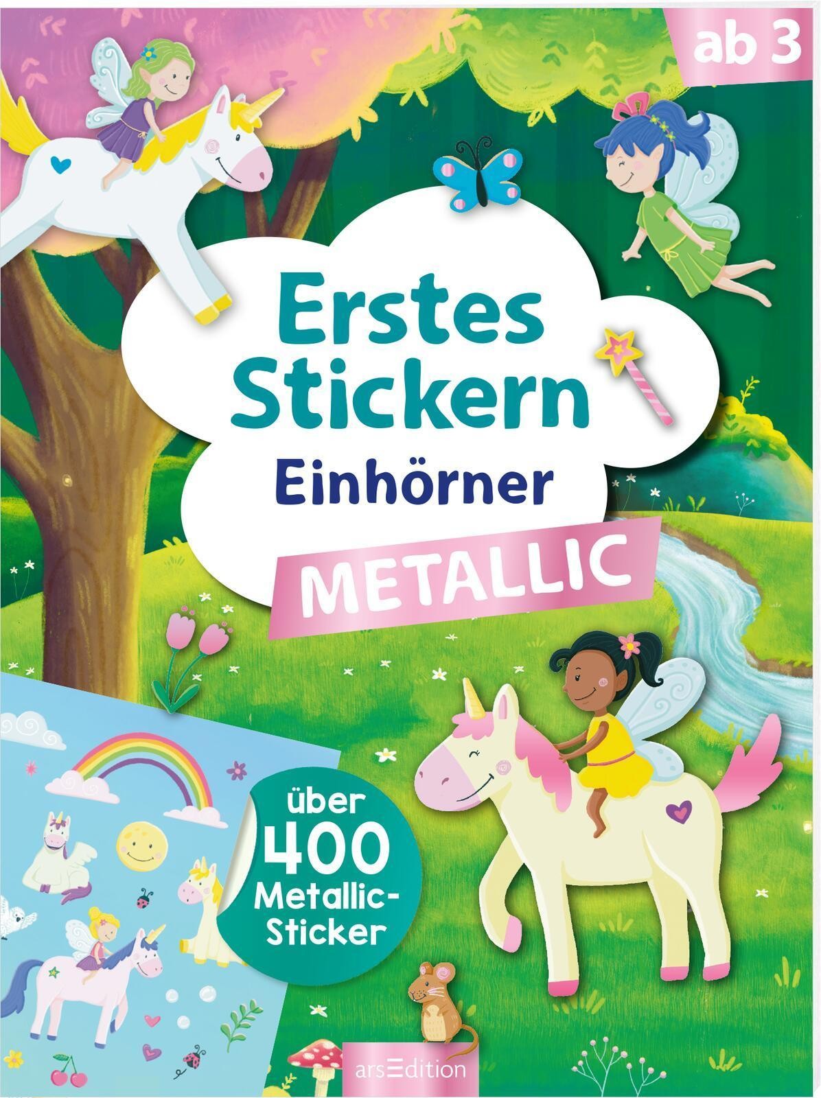 Erstes Stickern Metallic – Einhörner: Über 400 Metallic-Sticker | Erstes Stickerheft mit Folienstickern für Kindergartenkinder ab 3 Jahren - Bild 5