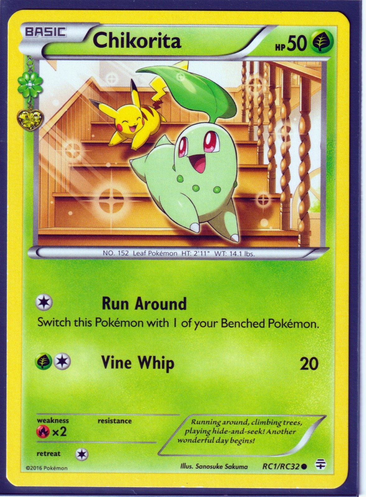 2016 POKEMON CHIKORITA RC1 XY GENERATIONS- RADIANT COLLECTION REGULAR -NM (C1)