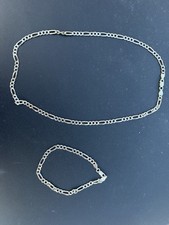 Silver Necklace Bracelet Set Unwanted Gift. Hallmarked. Necklace 46cm Long.