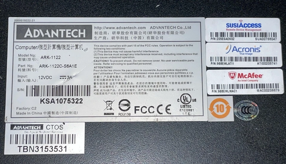 Advantech ARK-1122C Lüfterloser PC ATOM N2600 1.6GHz DDR3 2GB Ram ,128GB mSATA - Bild 4 von 4