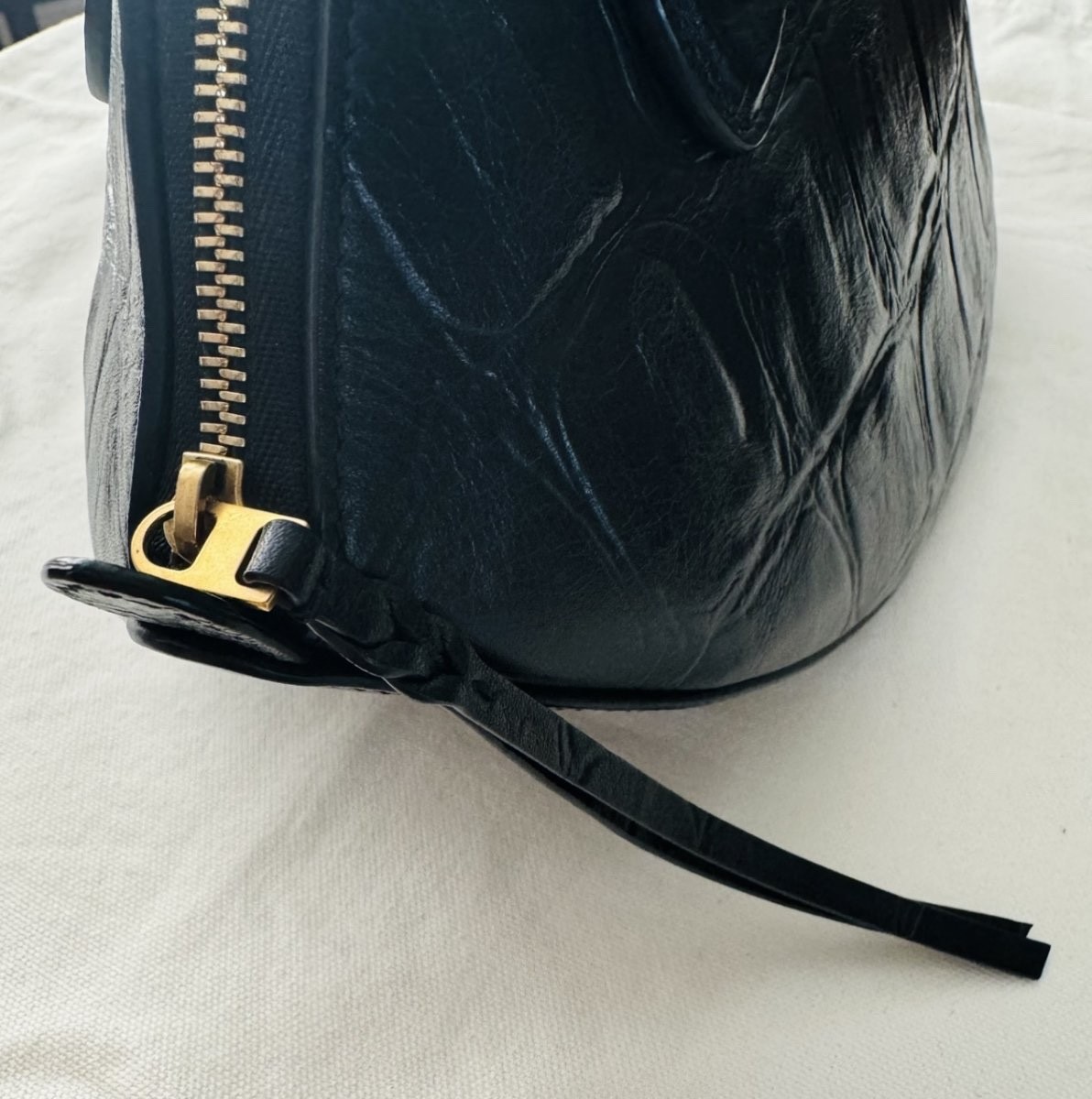 Authentic Celine $4100 Black Curved Phoebe Philo Moon Smile Croc Luggage Bag image 5