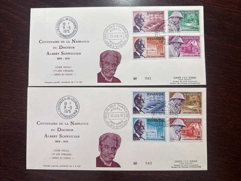 RWANDA FDC COVER 1976 YEAR DOCTOR SCHWEITZER HOSPITAL HEALTH ONLY 100 PRINTED!