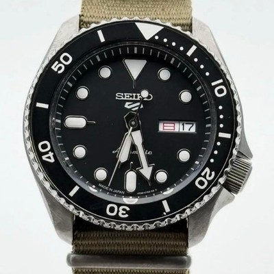 Seiko 5 Sports 4R36-07G0 Automatic Black Dial Diver Style 43mm Strap In Hand