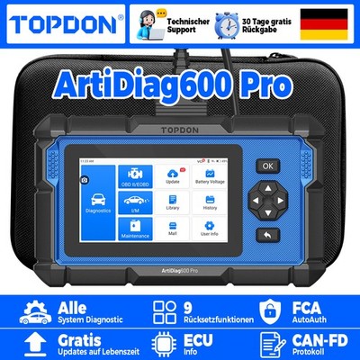 TOPDON AD600 PRO Kfz-Diagnosegerät OBD2 Scanner Alle Systeme 9 Sonderfunktionen