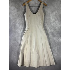 Ripley Rader Midi Dress Womens 2 Small Beige V-Neck Sleeveless Fit & Flare NEW