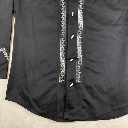 Bronco 1 Charro Shirt Mens Large Black Western Horseshoe Embroidery Mexico Rodeo - Picture 3 of 15