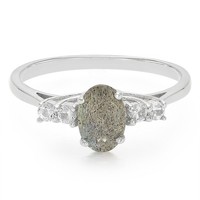 Cavill Silberring Damen Labradorit 0,6Ct Oval Topas 0,165Ct Silberring