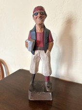 Wood Peg Leg Pirate Hand Carved Tiki Nautical Decor Sculpture Sailor Captain