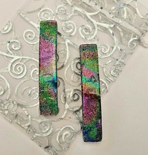 Handcrafted Multicolor Fused Small Dichroic Glass Genuine French Hair Barrettes