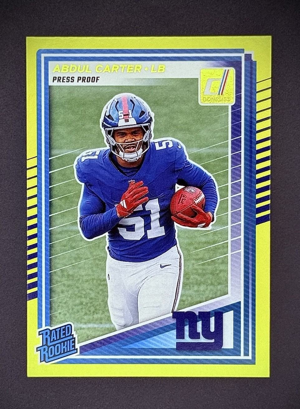 2025 Donruss Abdul Carter Rated Rookie Yellow Press Proof #315