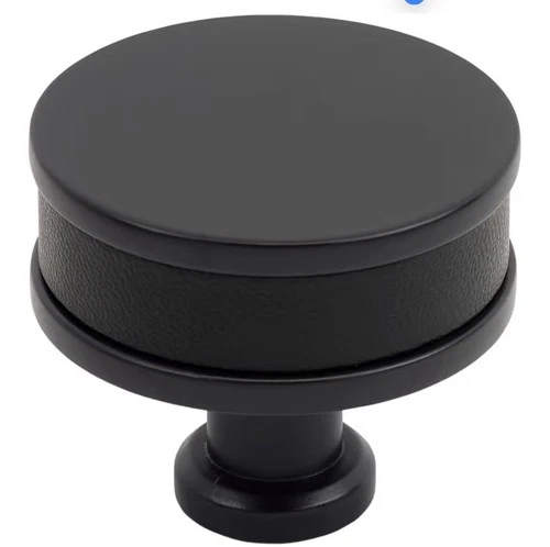 Signature Hardware 54062-112 Lazzara Matte Black LeatherCabinet Knob SHIPS TODAY - Picture 1 of 2