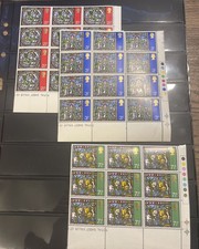 GB 1971 Christmas: Stained Glass set traffic light blocks of 9+ SG 894-896 Mint