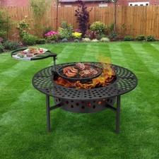 42" Fire Pit with 2 Grills Wood Burning 3-in-1 Table