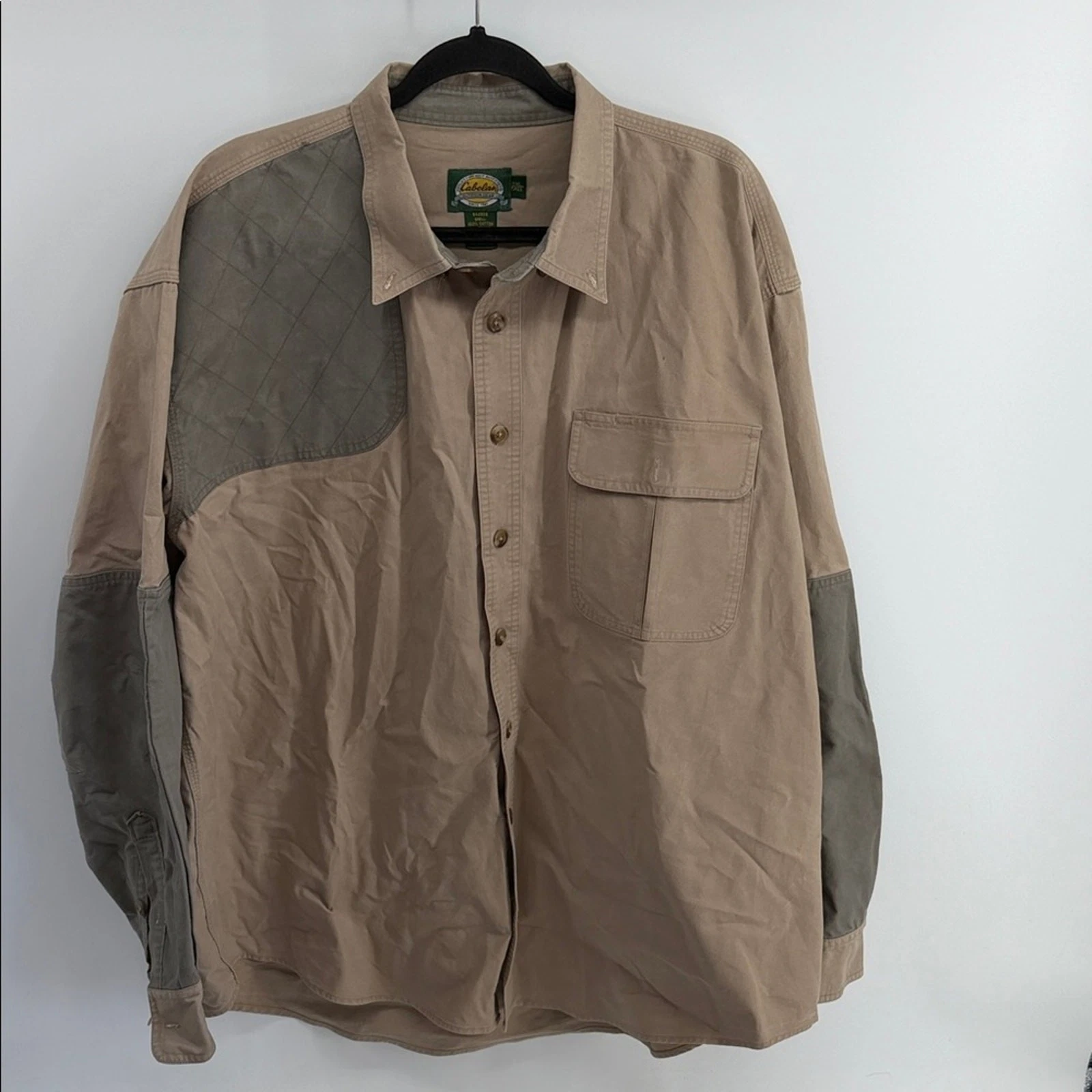 Cabela’s quilted shoulder shooting outdoor long sleeve button up shirt sz 2XLT