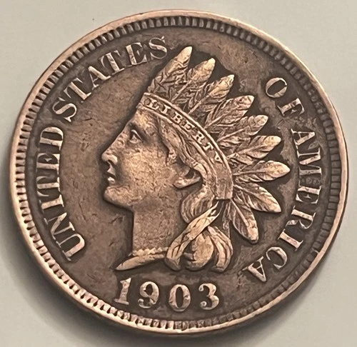 1903 Indian Head Cent Penny XF Details Full Liberty Four Diamonds BN151