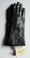 NEW Lord  Taylor Black Leather Women's Gloves Size 6.5