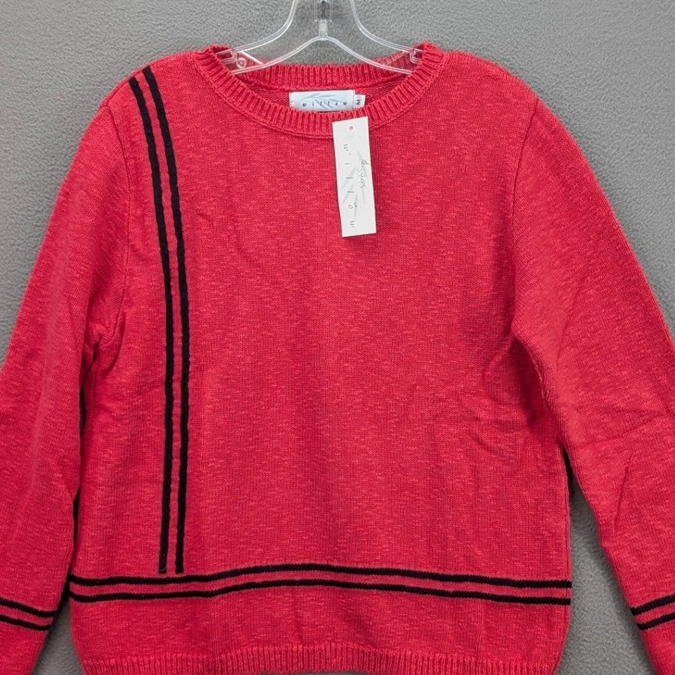 Suéter Willow Mujer Talla M Rojo Algodón Tejido con Rayas Negras Preppy Vacaciones Foto 4 de 4