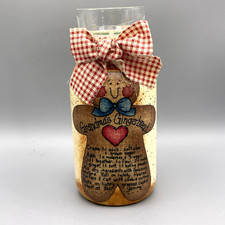 Gingerbread Recipe Mason Jar Votive Tealight Hand Painted Country Primitive Folk