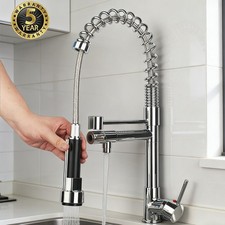 Chrome Spring Kitchen Sink Faucet Swivel Pull Down Sprayer Mixer Tap Deck Mount