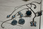 Vintage Native Butterfly Silver Turquoise Pendant Necklaces  Rings & Earrings  — photo 1