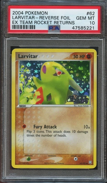 2004 POKEMON EX TEAM ROCKET RETURNS #62 LARVITAR-REVERSE FOIL PSA 10
