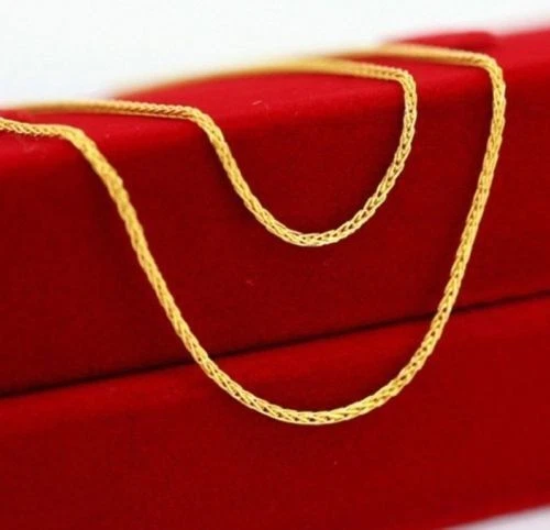 Collar de cadena de trigo de oro macizo de 18 quilates para mujer 18"" L ORO PURO DE 18 QUILATES GARANTIZADO   Foto 3 de 4