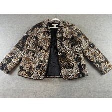 Boho Paisley Vtg Style Requirements Women Quilted Zip Jacket XL Indie Retro