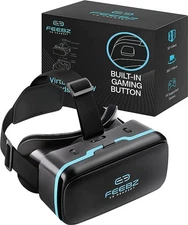Feebz Vr Headset Blue Black with Links to 3D VR Videos + VR Games for Android