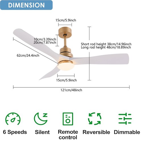 48 Inch Ceiling Fan Light Modern Chandelier Pendant Fan Lamp & Remote Control - Picture 17 of 18