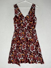 Loft Outlet Multicolor Sheath Paisley A Line Dress Tie Waist Wide Strap Women XS