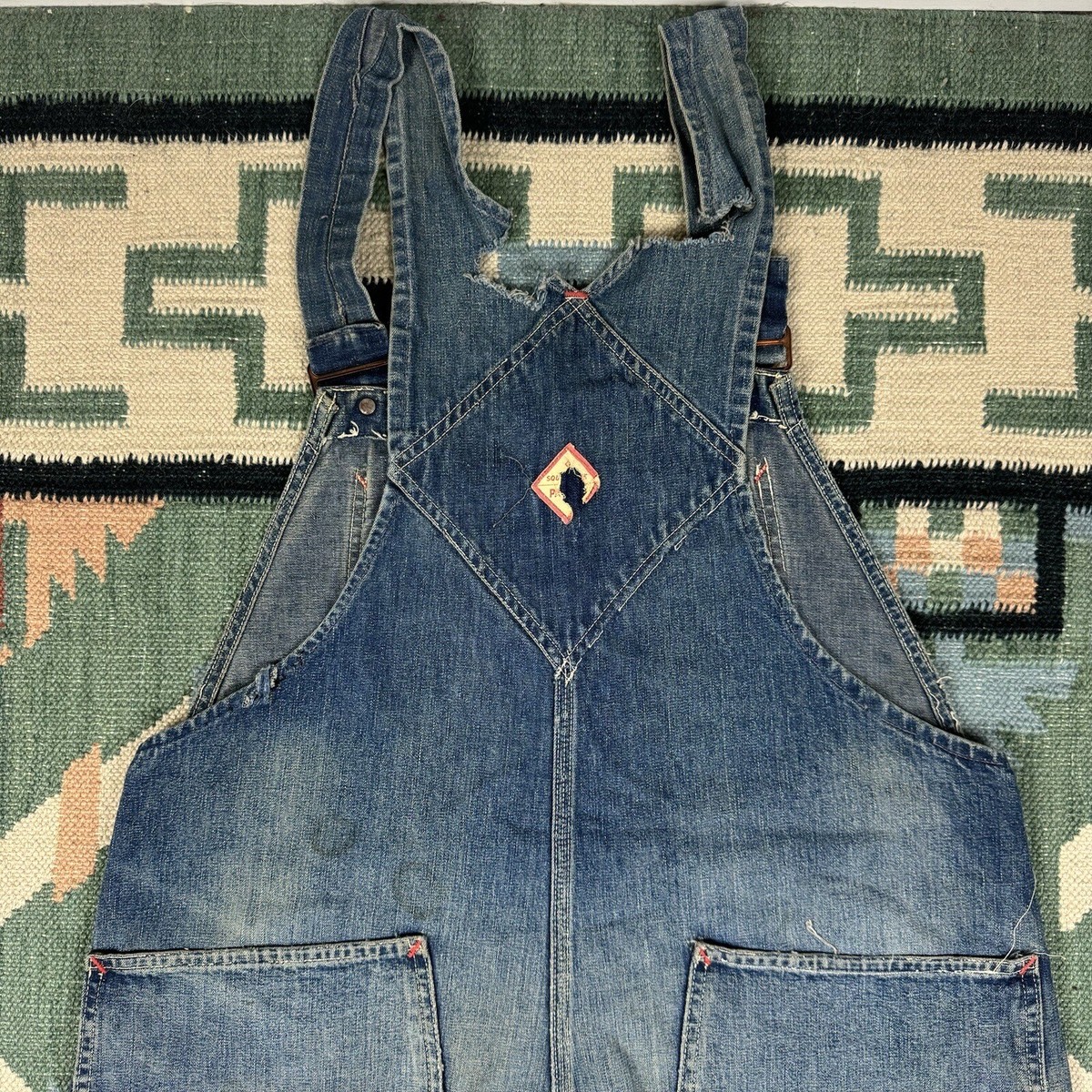 Vintage Pay Day Square Bak Overalls Bib Denim Union Made Vintage Pay Day Square Bak Overalls Bib Denim Union Made