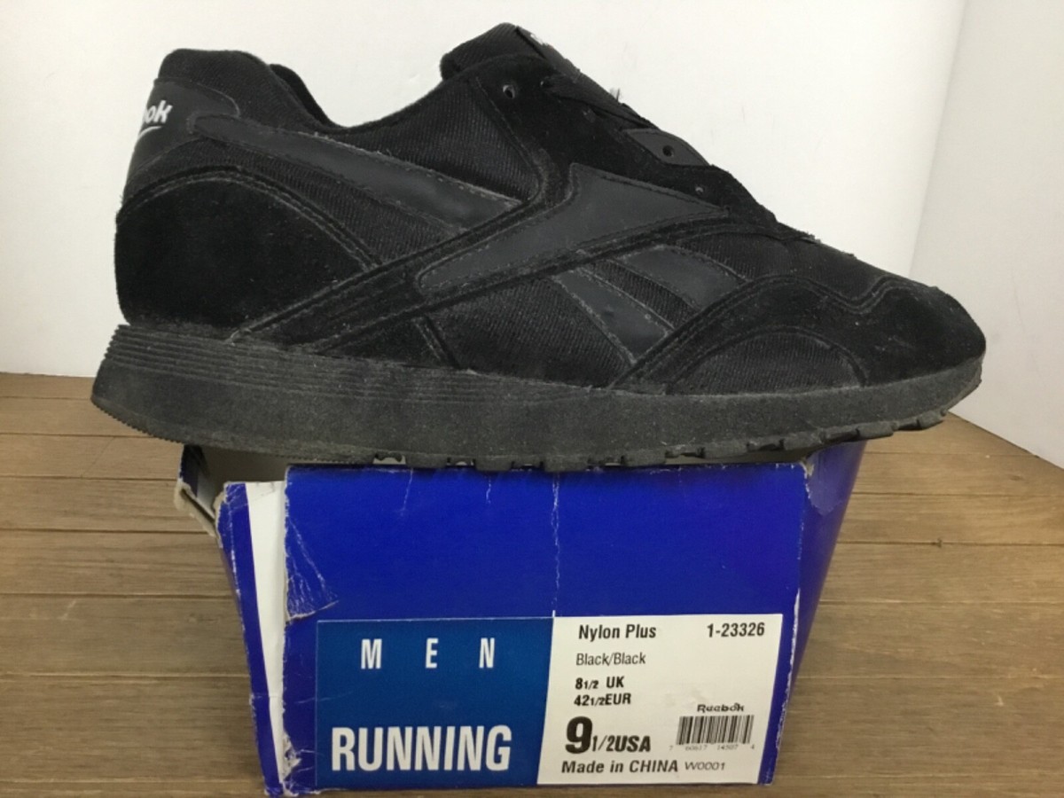 Reebok Nylon Plus Mens Running shoe #1-23326 size 9.5 black